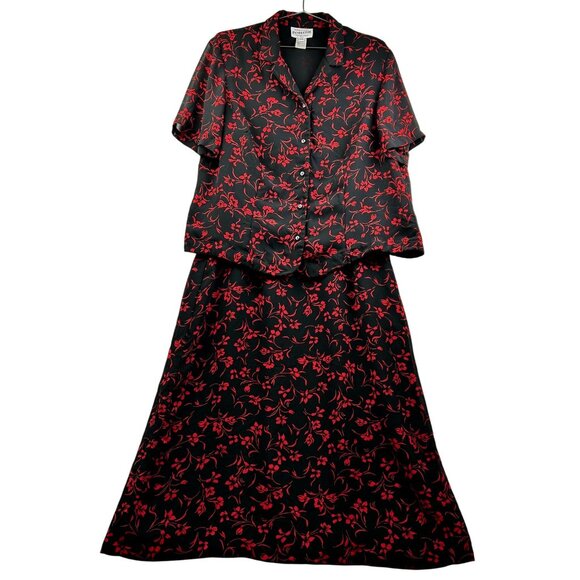 Pendleton Vintage 2-Piece Matching Set – Black with Red Floral Print – Size 16W - Picture 2 of 9